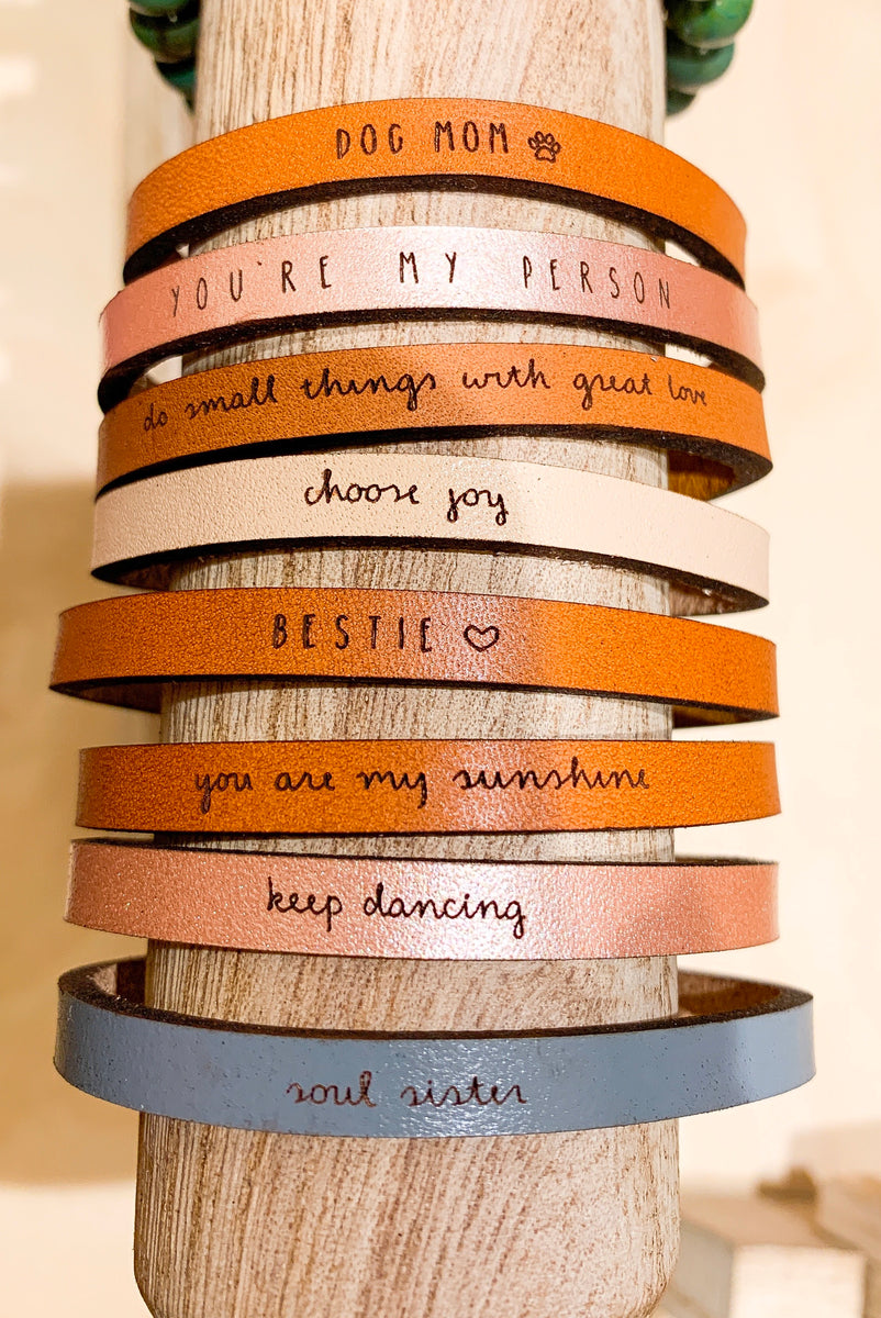 Engraved Leather Bracelet – Freshly Cut Boutique