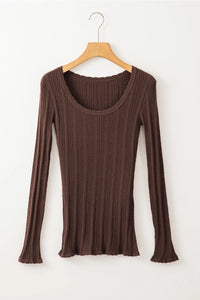 Coffee Knit Long Sleeve Top